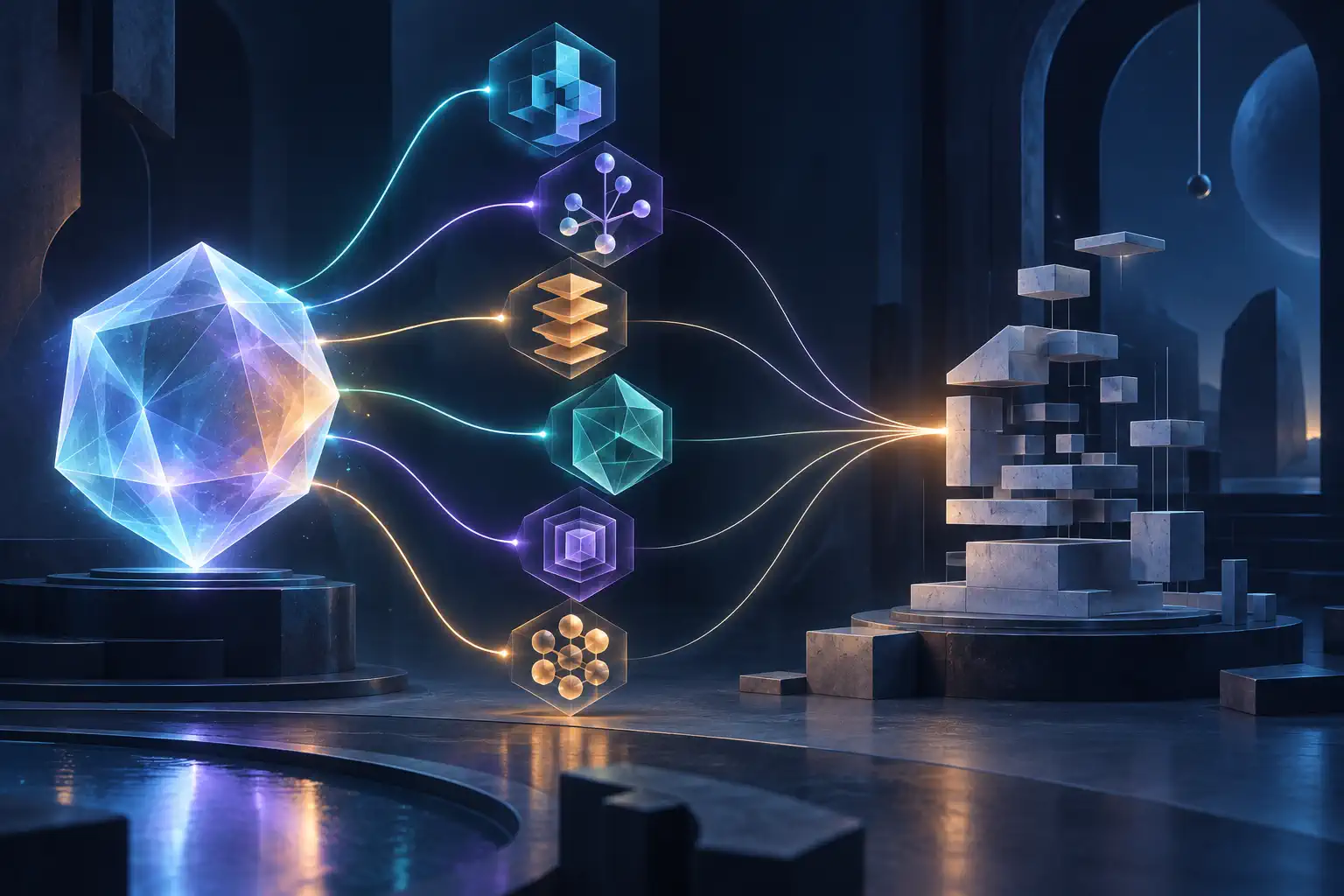 Un cristal relie plusieurs représentations abstraites à une structure de code.