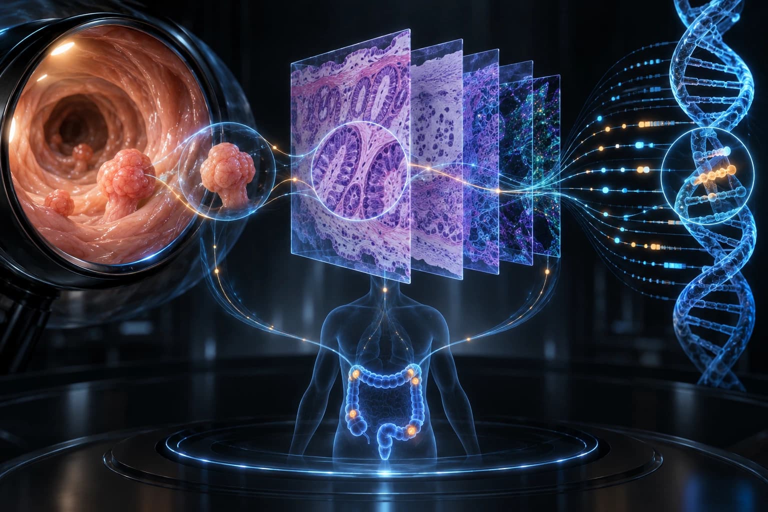 Des images et vidéos endoscopiques relient observations, histopathologie et données génétiques.