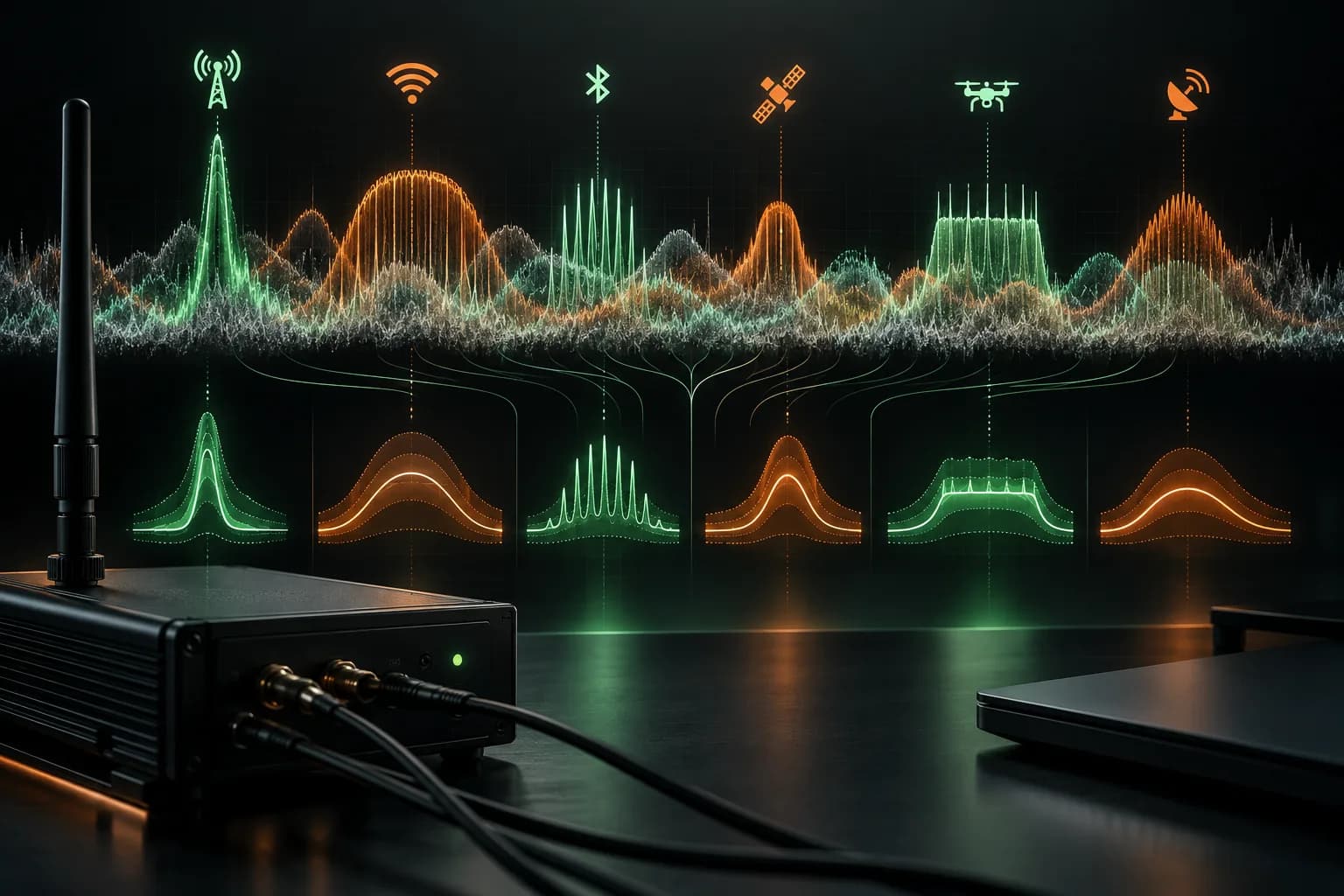 Des signaux radio superposés sont classés avec une estimation d’incertitude.